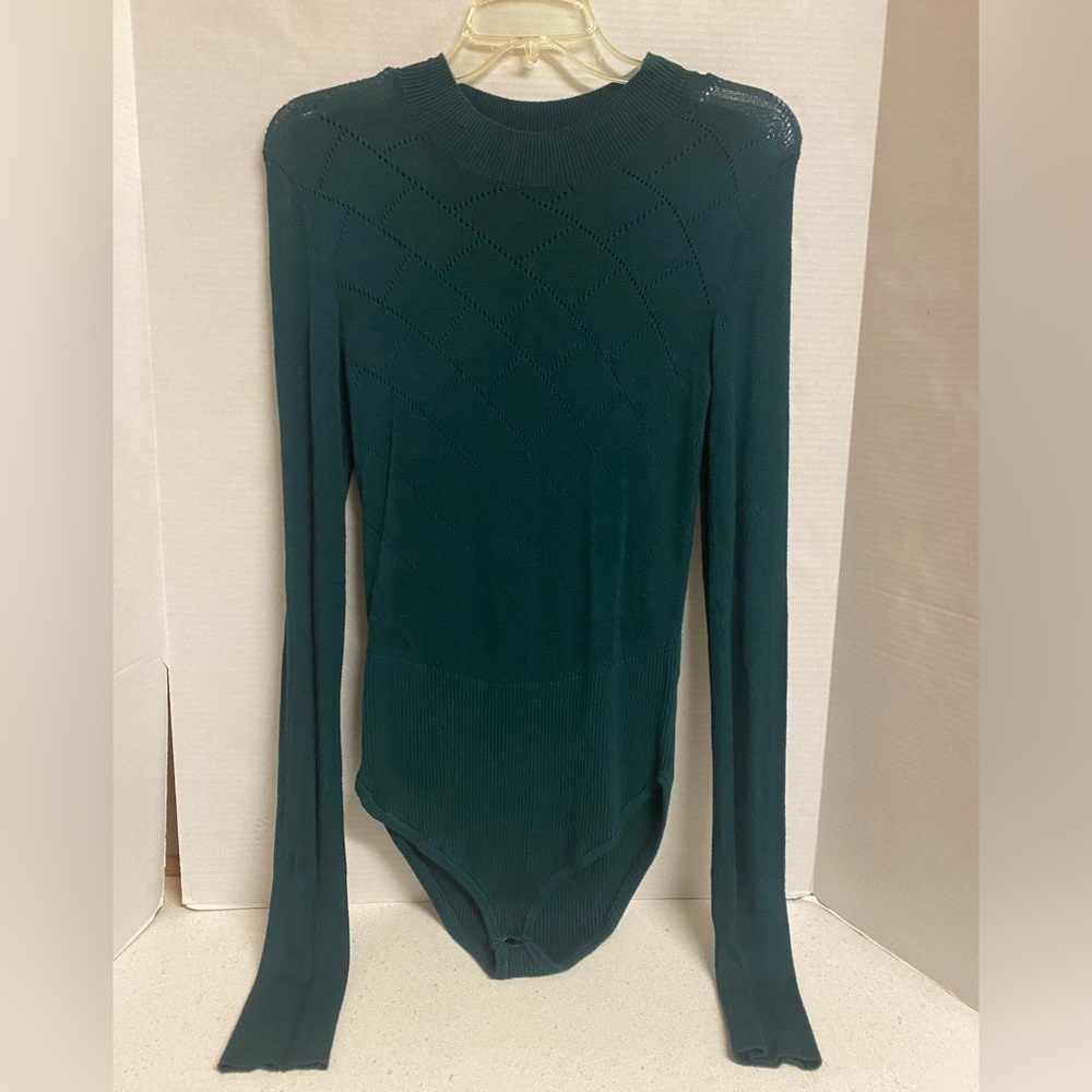 Intimately Free/Free People Dark Green Knit Bodysuit L